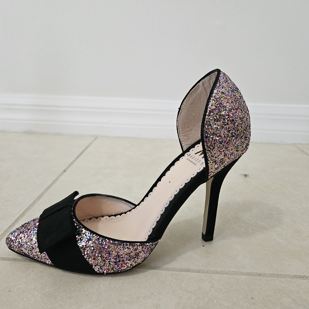 Madison Black and Glitter Women's Heels - Picture 2 of 5